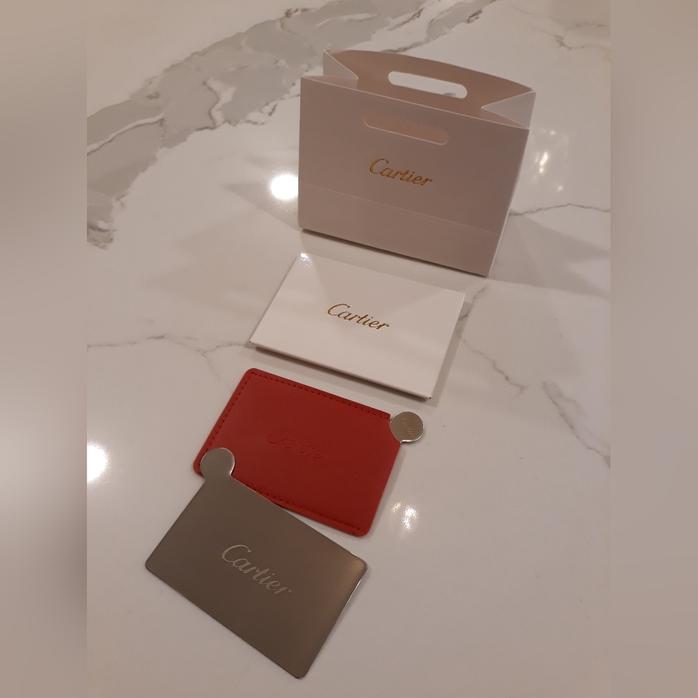 Cartier Red and Silver Card Holder Set